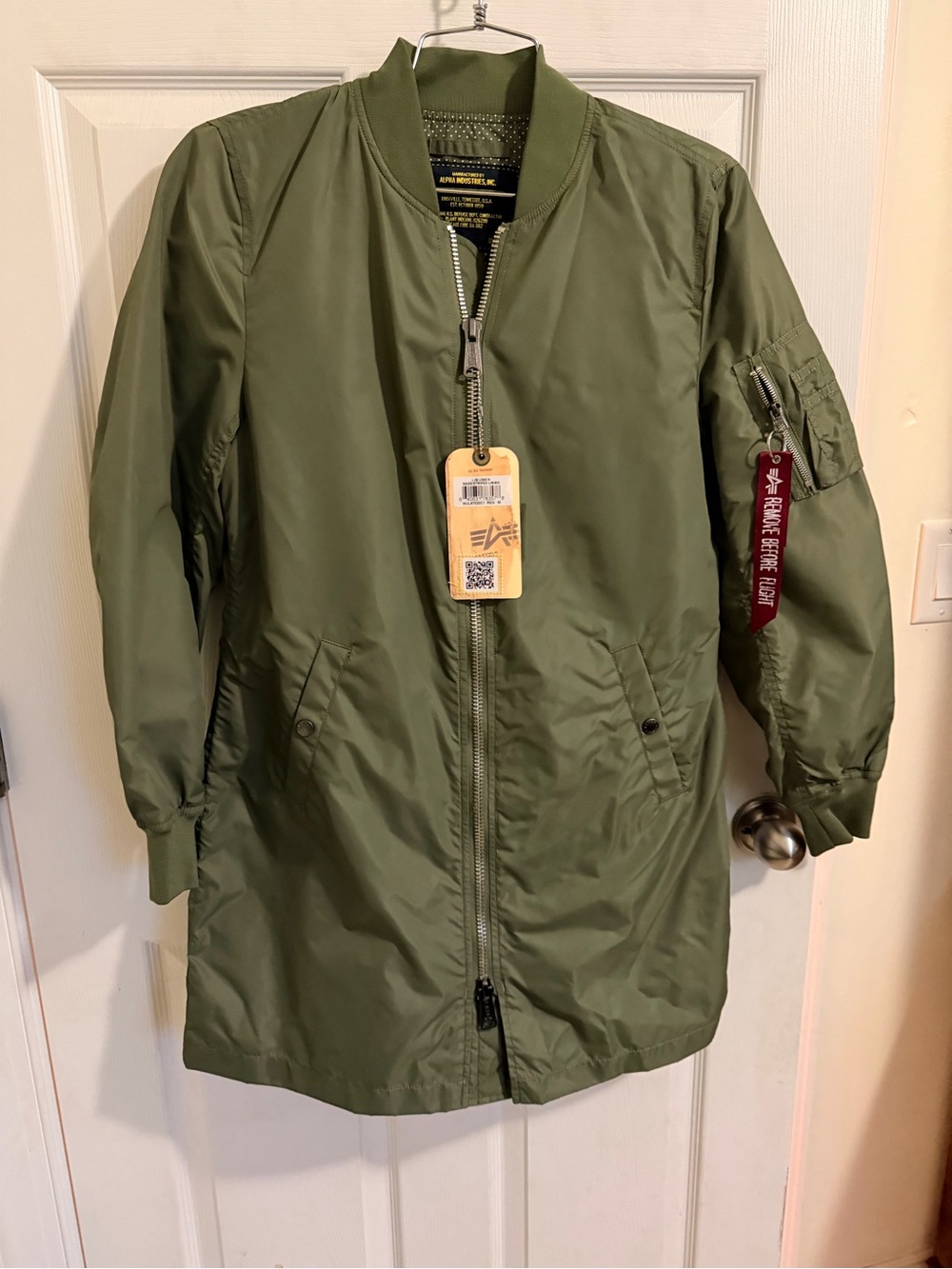 Alpha Industries women’s Olive Long Bomber Jacket
